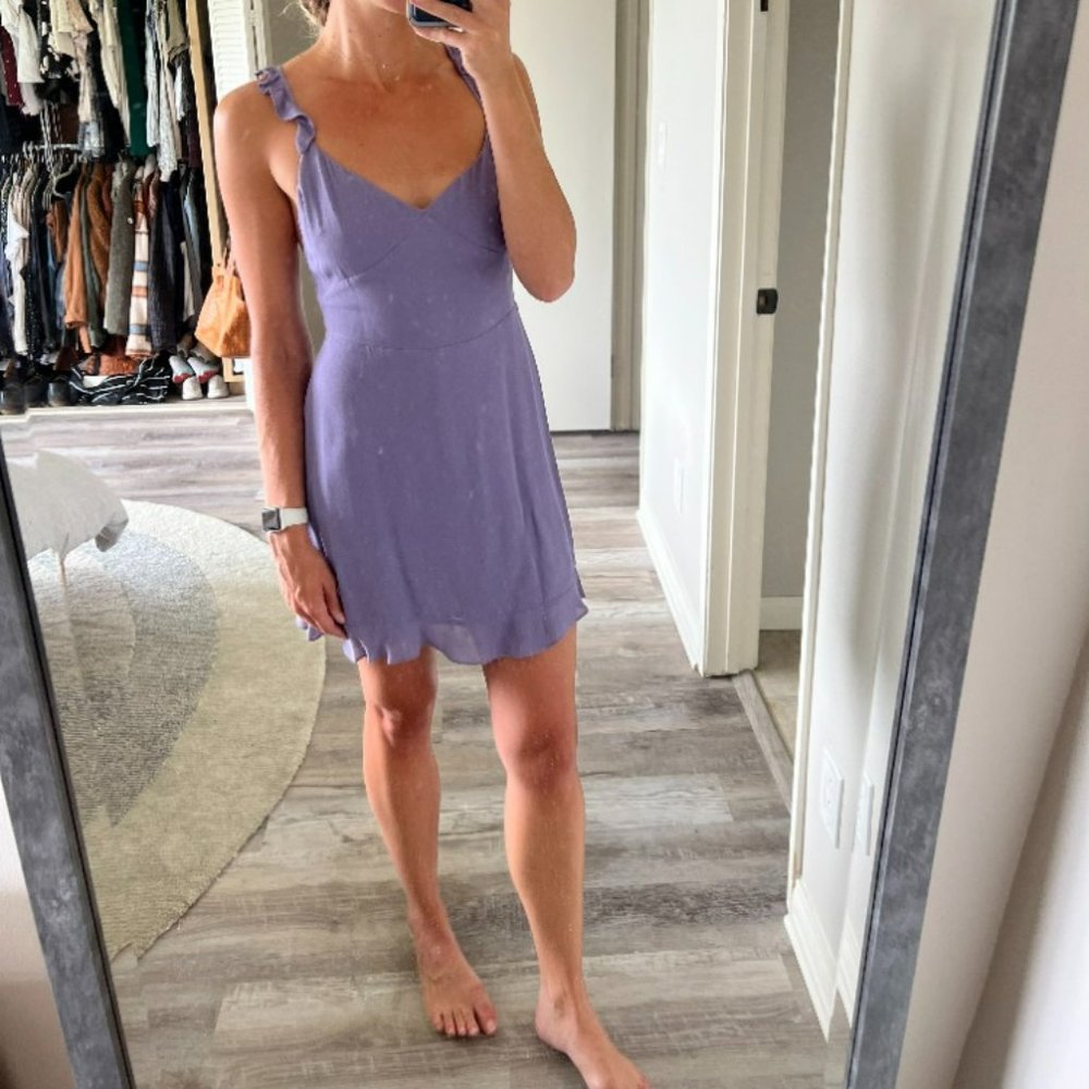 Reformation petal purple violet ruffle mini dress